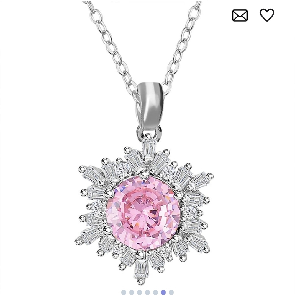 🆕Simulated Pink and White Diamond Ring (Size 8.0), Earrings & Pendant Necklace - Picture 6 of 7
